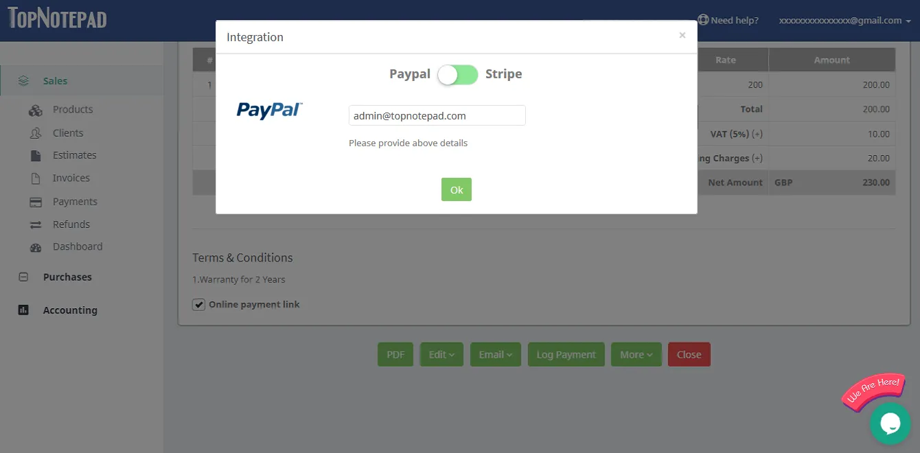 Paypal pop-up